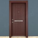 KM104CK Ahşap Tik Kaplama Çelik Kapı