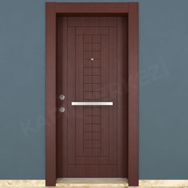 KM104CK Ahşap Tik Kaplama Çelik Kapı