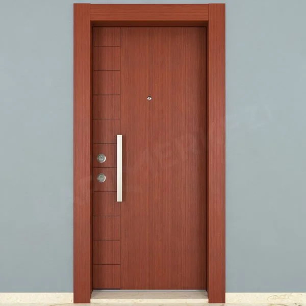 KM106CK Ahşap Tik Kaplama Çelik Kapı