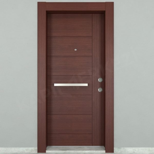 KM110CK Ahşap Ceviz Rengi Tik Kaplama Çelik Kapı