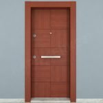 KM112CK Ahşap Kızıl Renk Tik Kaplama Çelik Kapı