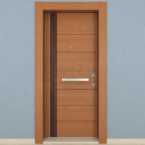 KM115CK Ahşap Tik ve Maun Kaplama Çelik Kapı