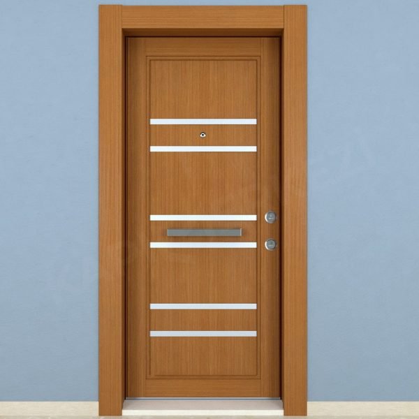 KM208CK Ahşap Tik Kaplama Çelik Kapı