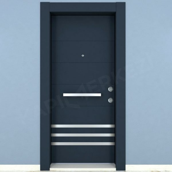 KM301CK Ahşap Lake Antrasit Gri Çelik Kapı