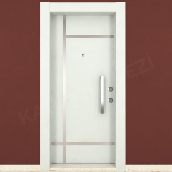 KM302CK Ahşap Lake Beyaz Çelik Kapı