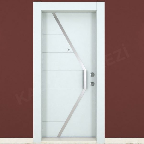 KM307CK Ahşap Beyaz Lake Çelik Kapı
